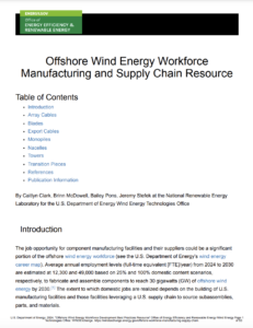 Offshore Wind Energy Workforce Manufacturing and Supply Chain Resource